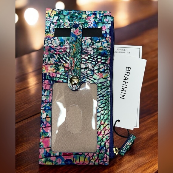 New Brahmin Leather 3-Pc Set, FIORA Shoulder Bag & 2 Wallets, Spring Ditsy - Picture 11 of 14